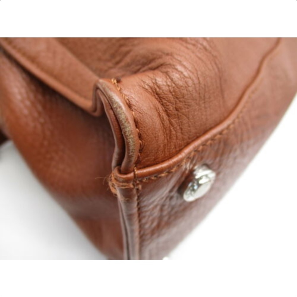 SANDRO brown pebbled leather suede detail bag - Picture 4 of 8